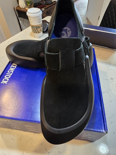 Birkenstock Reykjavik Antique Black Nubuck Leather Mens US 10 Mule Clog Slide - Picture 2 of 17