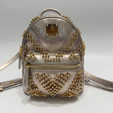 MCM Mini Visetos Studded Backpack, Adjustable Straps, Casual Daily Travel Use