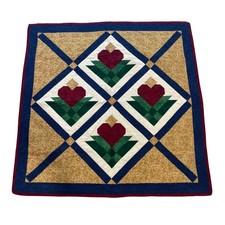 Handmade Quilted Heart Blossom Hanging Tapestry Wall Quilt Folksy Country Style