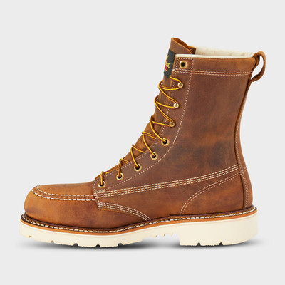 Thorogood Men's 8'' Safety Toe Moc Toe Work Boots Brown Leather - Free Shipping