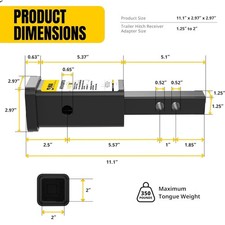 70032 1-14 Inch To 2 Inch Trailer Hitch Receiver Adapter Extension