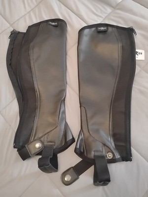 Saxon Brand Black Faux Leather half chaps Sz Medium
