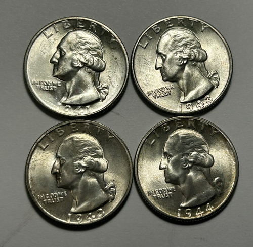 1941 S BU. 1943 D BU, 1943 S BU Y 1944 S BU WASHINGTON QUARTER