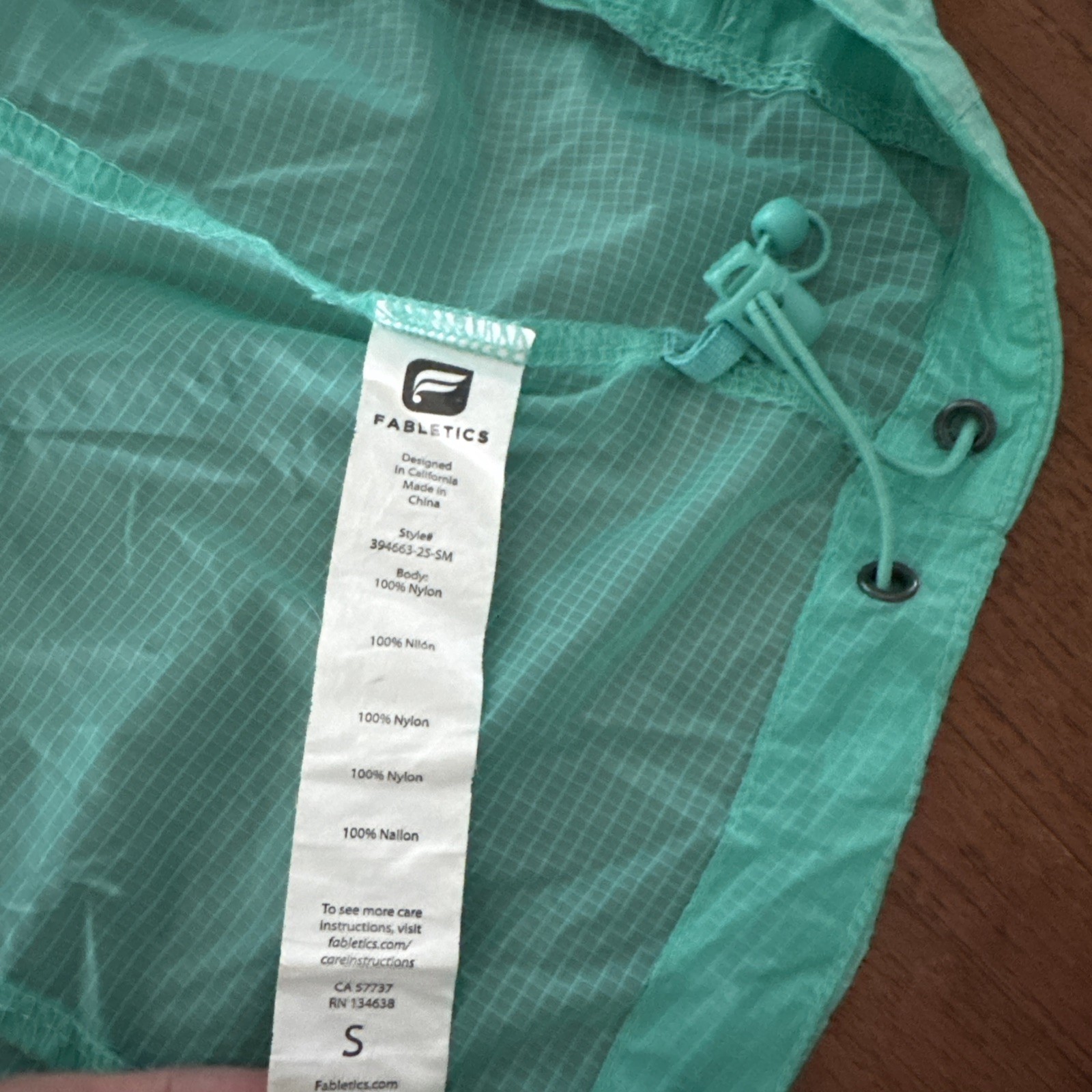 Fabletics Lightweight Sheer GREEN Grid Windbreake… - image 6