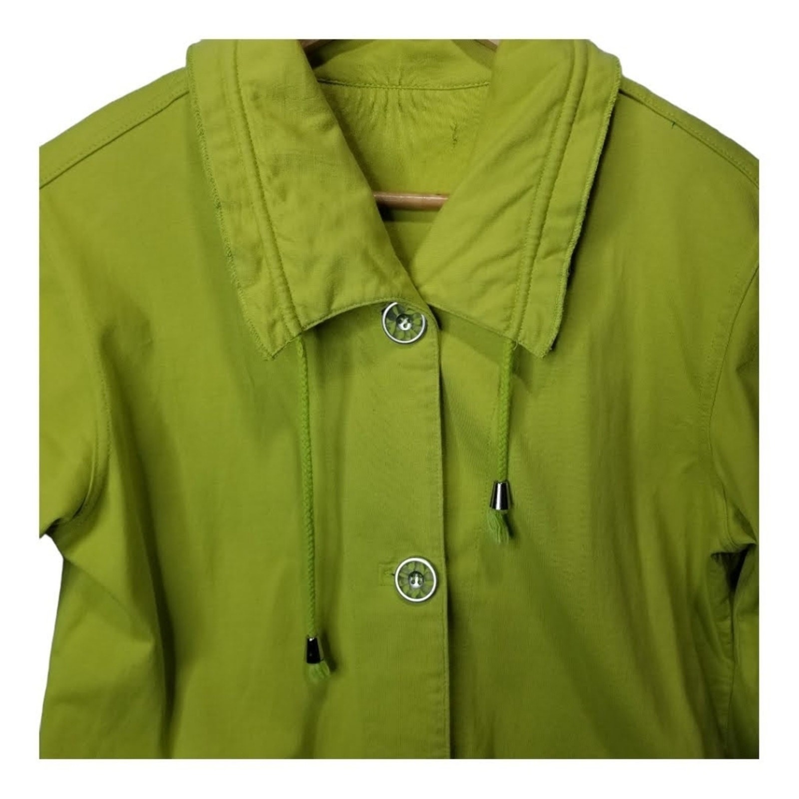 Womens Jacket Medium Button Front Drawstring Coll… - image 7