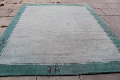 Vintage Traditionell Handgefertigt Orientalisch Modern Wolle Grün Teppich 297x249cm
