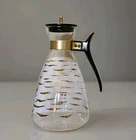 Vtg PYREX Mid Century Modern Glass Coffee Carafe Gold Tiger Stripes #4612