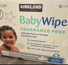 Kirkland Signature Baby Wipes Fragrance Free 900 Count Hypoallergenic Sensitive