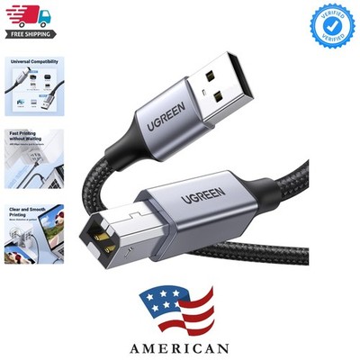 Printer Cable, 10 FT USB A to B, Nylon Braided USB B Scanner Cord Compatible ...