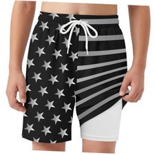 Boys Swim Trunks UPF 50 Swim Shorts Kid Board Shorts 10-12 Years Us Flag Black