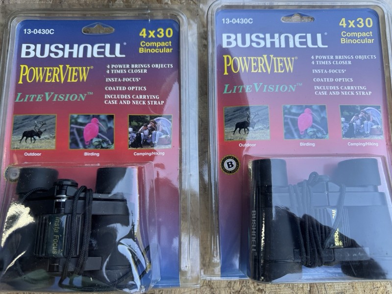 Lot of 2 new old stock Bushnell PowerView LiteVision 4x30 Compact Binoculars