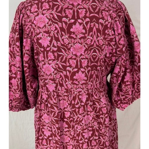 Vestido mediano Universal Thread para mujer manga abullonada codo rosa floral - Imagen 7 de 8