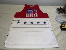 2006 All-Star Tim Duncan Jersey Reebok Mens Xl Red Euc NBA Vintage Sewn Spurs