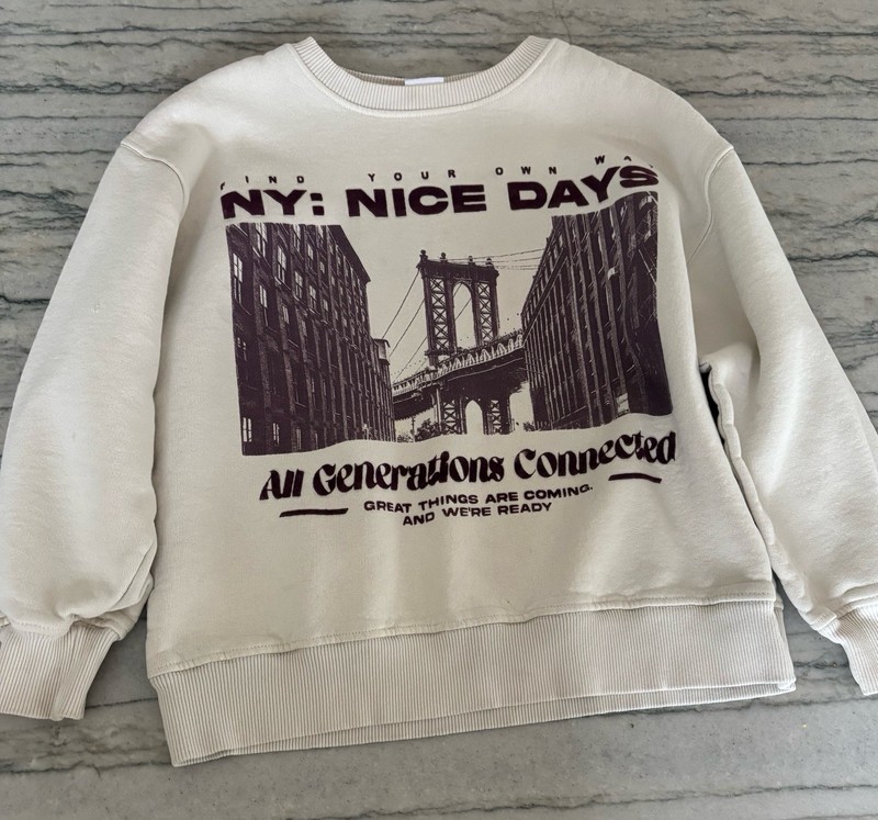 Zara Girl NY: Nice Days Cream Crewneck Sweatshirt Size 11-12