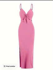 Women’s Pink Bow tie Scrunch Dress Slimming Curvy Size M
