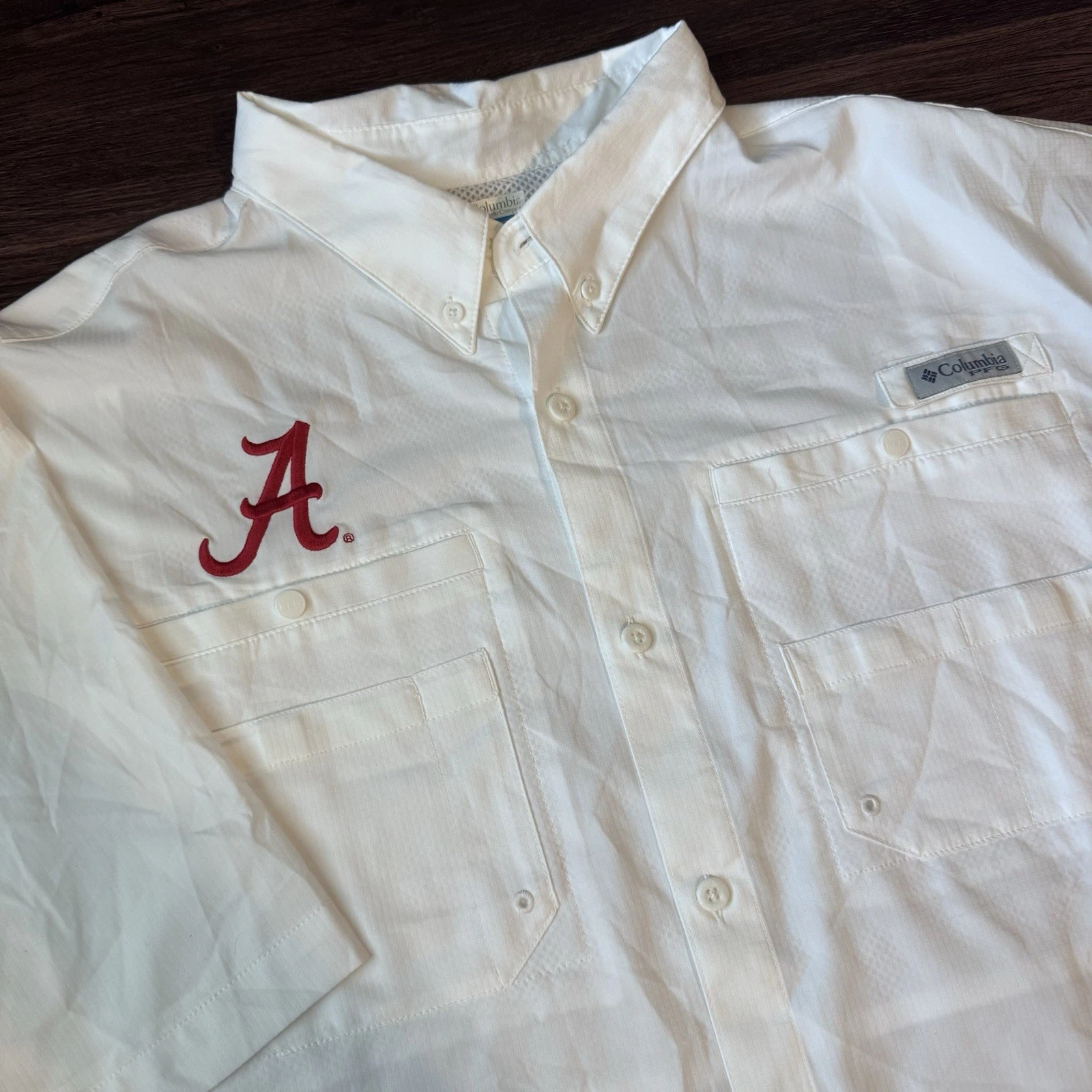 Columbia Men’s Shirt PFG Omni Shade Tamiami XXL White University Of Alabama 2XL