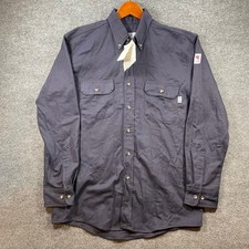 Tyndale FR NWT Button Down Work Shirt Men's M Blue Long Sleeve Workwear