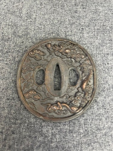 Japanese Tsuba Unsigned Copper Sword Guard Cloud Motif