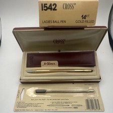 Cross 14kt Gold Filled Ballpoint Pen Gold Trim Black Ink Vintage Ladies