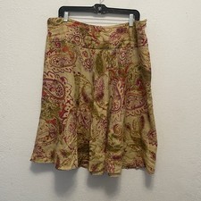 Vtg Lauren Ralph Lauren 14 Linen Paisley Skirt A Line Side Pockets Classic