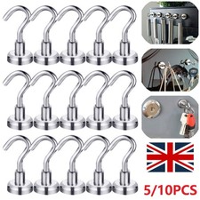 5/10 Pack Heavy Duty Magnetic Hooks Strong Magnet Hanger Hold Neodymium Hook Set