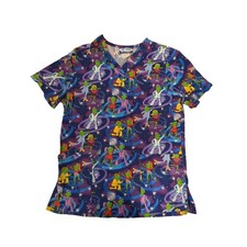 Women's Comfy Cotton Scrubs Top with Ballroom Frogs Size M measured