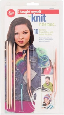 Boye Learn to Knit in the Round Circular Knitting Needle Kit - 10 Patterns