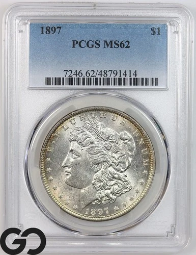 1897 Morgan Silver Dollar Coin PCGS MS 62 ** Nice Mint Luster!