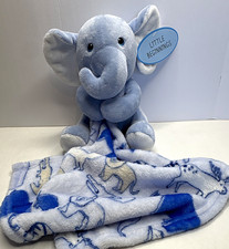Little Beginnings Blue  White Elephant Plush Lovey Baby Security Blanket