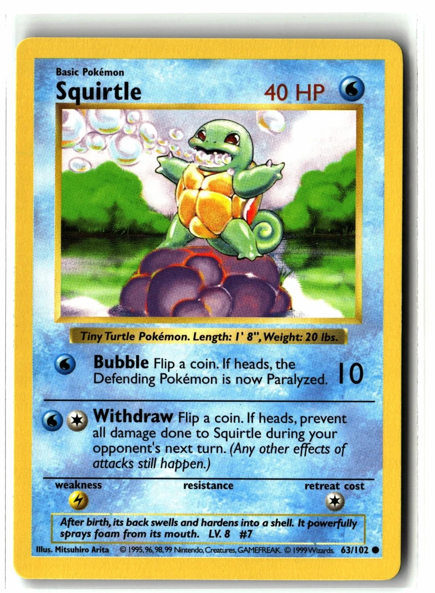 ポケモンカードゲーム Pokemon Shadowless Squirtle Wartortle Squirtle 063/102 Base Set (Shadowless) for sale | eBay