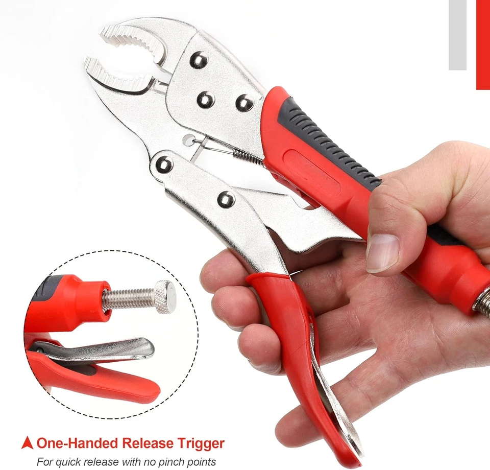 4-Piece Locking Pliers Set, 5", 7", 10" Curved Jaw, 6.5" Long Nose - Image 4 of 4