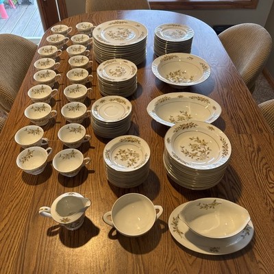 Style House Fine China 12 Place Set salad Bowl, Gravy Boat Read Shipping Descr.