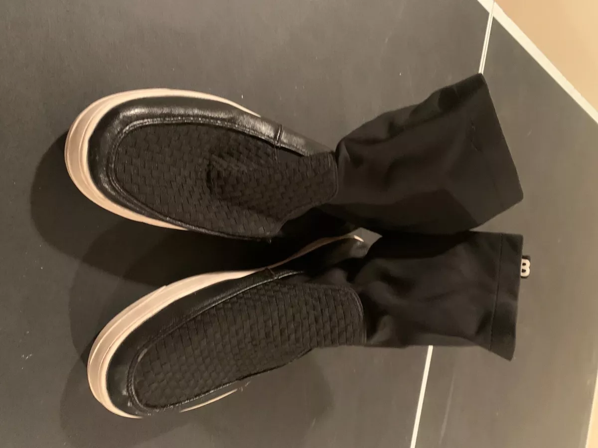 Bernie Mev Size 41 Black White Woven Sneakers High Top Slip On Tennis Shoes