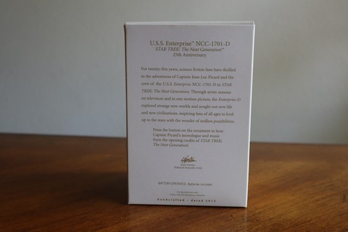 2012 Hallmark Ornament ~ Star Trek ~ USS Enterprise NCC-1701-D - 25t Anniversary - Picture 11 of 12