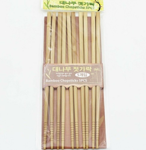 5 PAIRS Bamboo Chopsticks Japanese/Chinese Style Reusable Bamboo Chopsticks - Picture 2 of 3