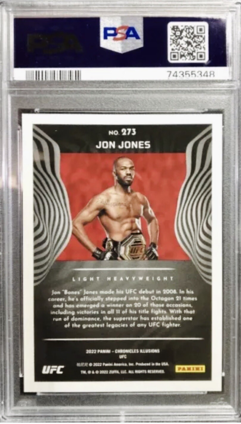 2022 Chronicles UFC Jon Jones Illusions Green Parallel #68/99 PSA Graded - Pop 1 view 2