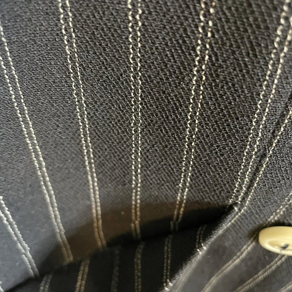 Mariella Burani Black Wool Striped Blazer Jacket Sz 10 Made in Italy 4 Button - Image 2 of 4