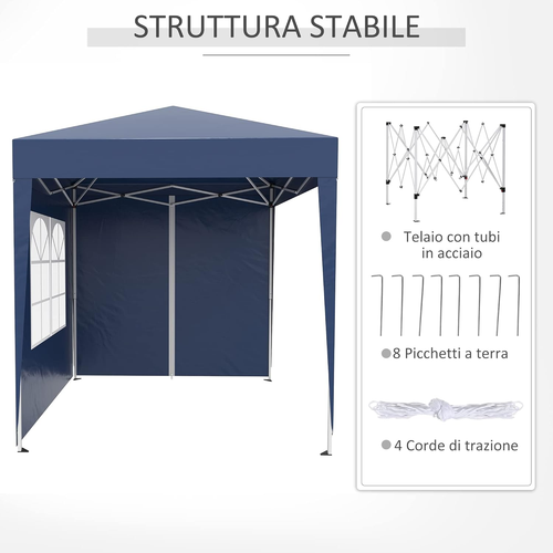 Gazebo 2X2 M Pop-Up Impermeabile Con 4 Pareti Rimovibili, Gazebo Pieghevole in M - Foto 8 di 12