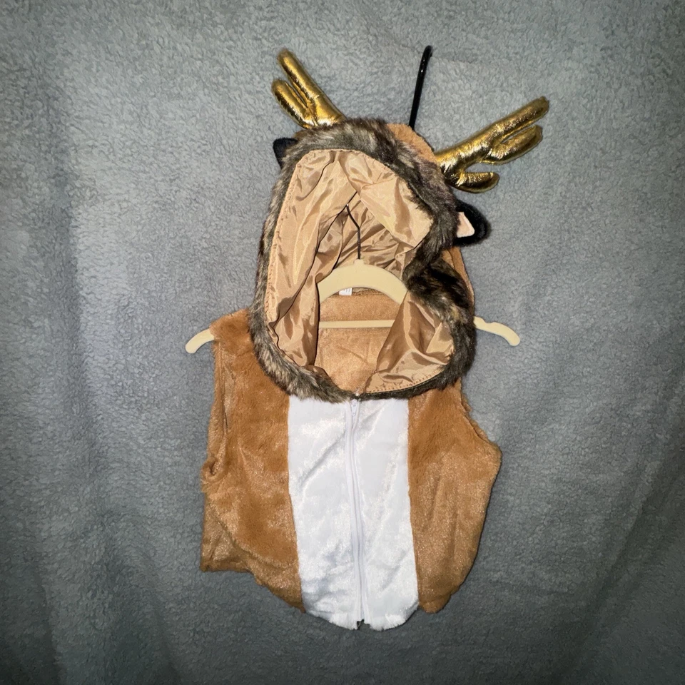 Chaleco Disfraz Reno Niño Con Capucha, Astas, Orejas, Navidad, Talla Grande Foto 3 de 4