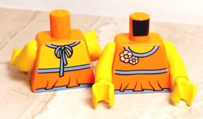 New LEGO Halter Top TORSO Babydoll Shirt Ruffle BODY Orange Vintage 70's Flowers