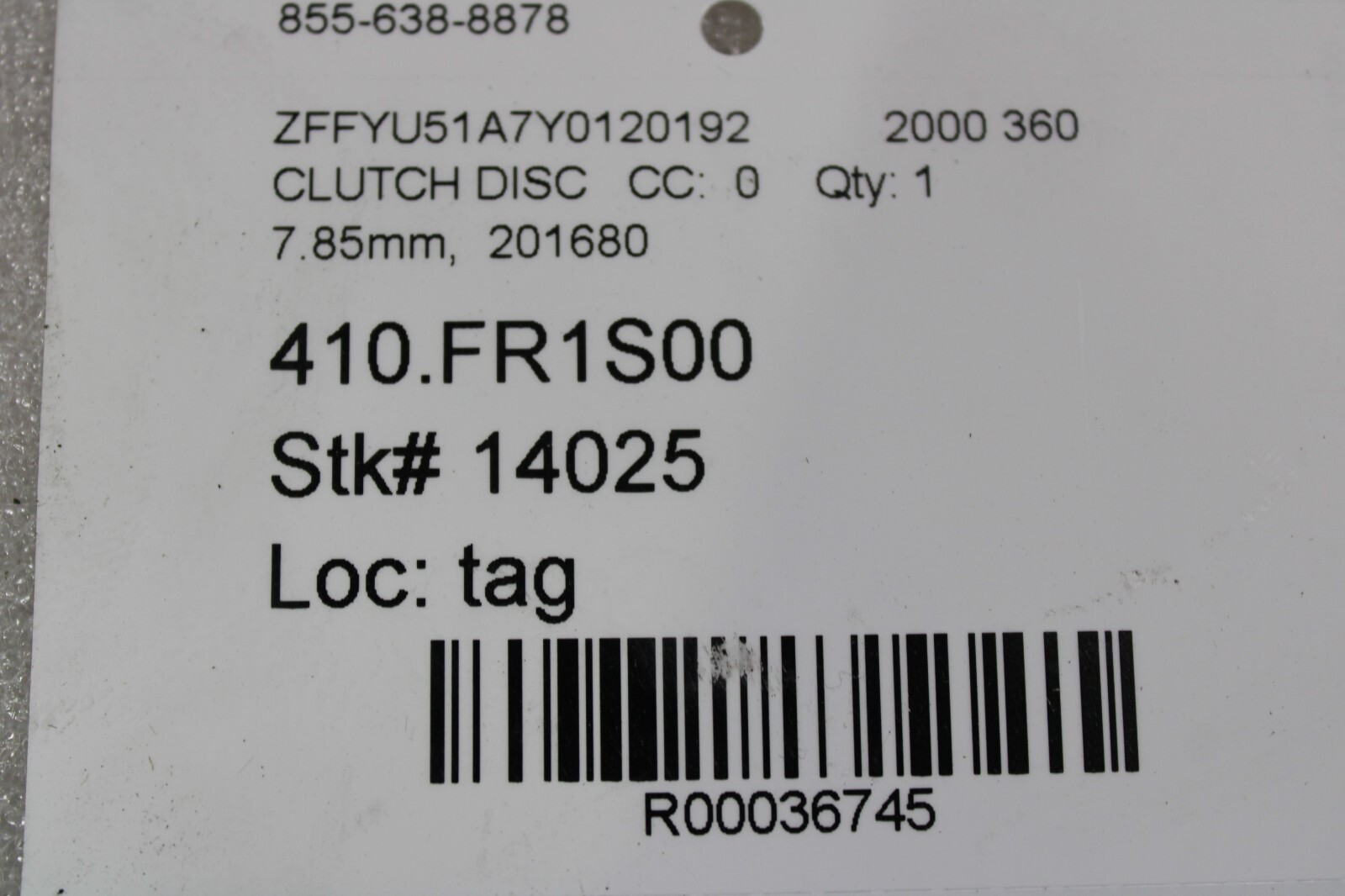 Ferrari 360, Clutch Disc, 7.85mm Thickness, Used, P/N 201680