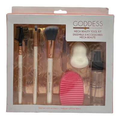 Goddess Manna Kadar 7 Piece Mega Beauty Tool Kit Brush Cleaner Blender Tweezer