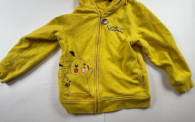 Pokemon Pikachu Full Zip Hooded Sweatshirt Hoodie Costume Yellow
