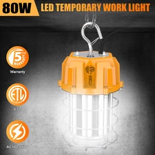 80W LED Construction Hanging Work Light Portable Jobsite Temporary Lights 5000K