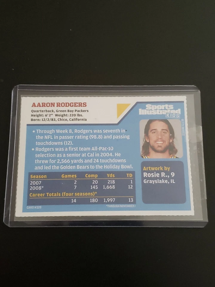 Aaron Rodgers Green Bay Packers #329 NFL - Sports Illustrated - SI For Kids - Image 2 of 2