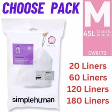 Simplehuman M Bin Liners M Bin Bags M Drawstring bags 40L-45Litre 20-40-60 Pack