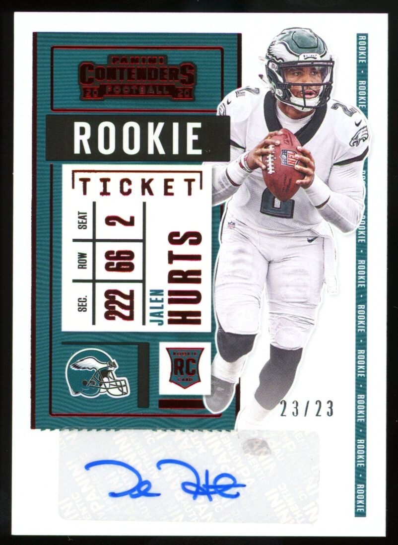 Jalen Hurts 2020 Panini Contenders Rookie Ticket Red Auto 23/23