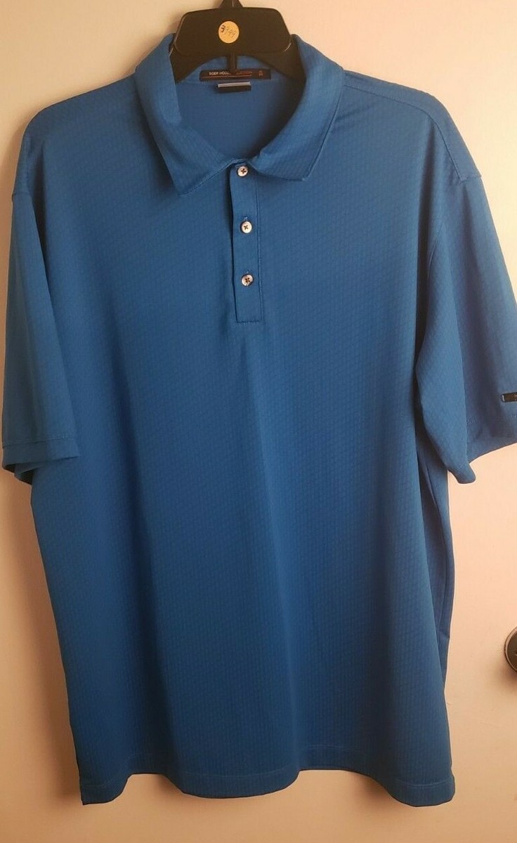 Nike Tiger Woods Collection Dri Fit Blue Short Sleeve Golf Polo sz