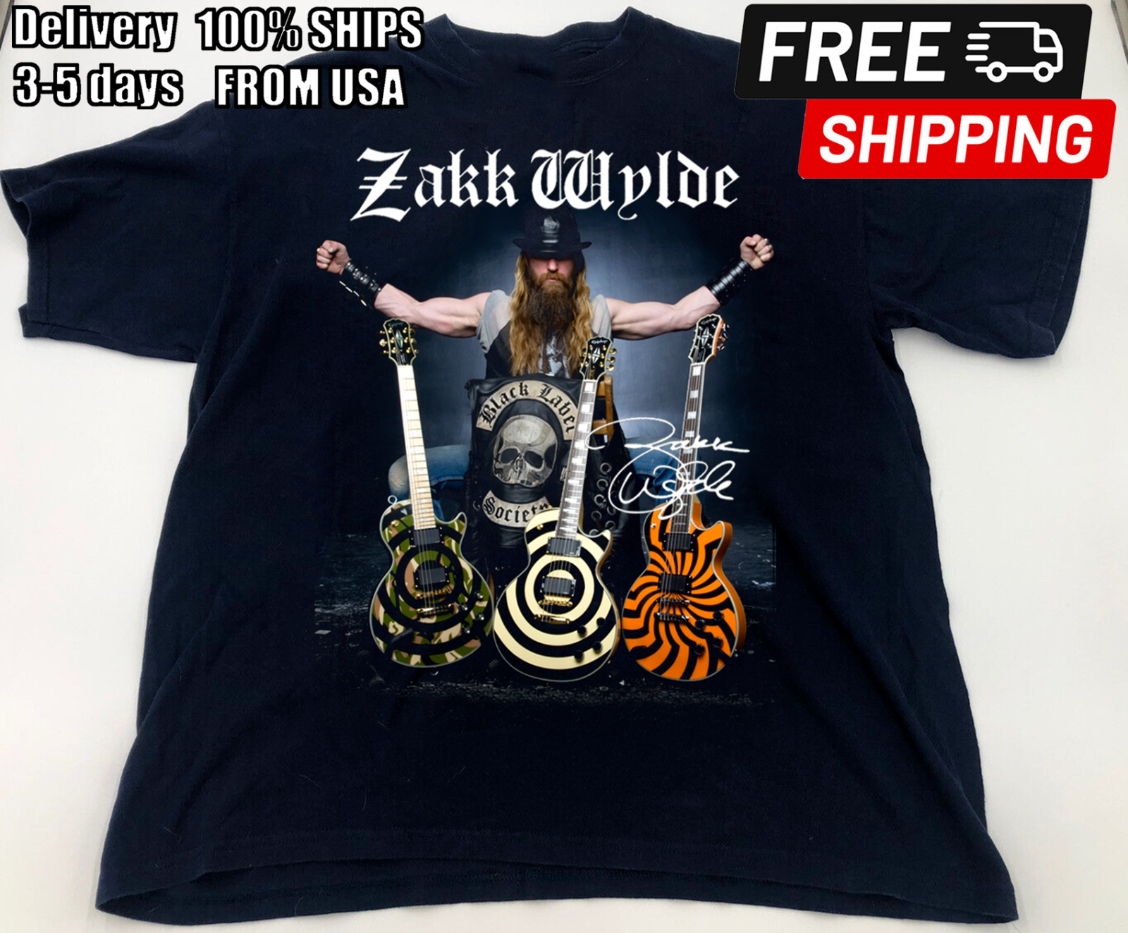 Zakk Wylde and Guitar Collection Short Sleeve Basic S to 5XL T-shirt GC1538