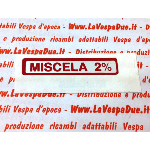 Adesivo rosso miscela 2% per VESPA 50 125 150 200 PX PK HP RUSH T5 dal 1986 in - Foto 1 di 1